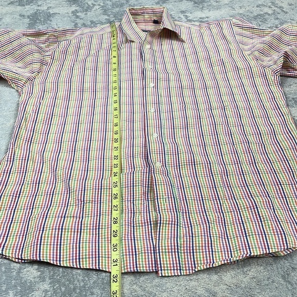 Burberry London Multi Color Rainbow Checked Gingham Button Down Shirt Sz L - Picture 6 of 11